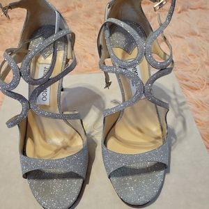 Jimmy Choo Lang glitter criss-cross sandals